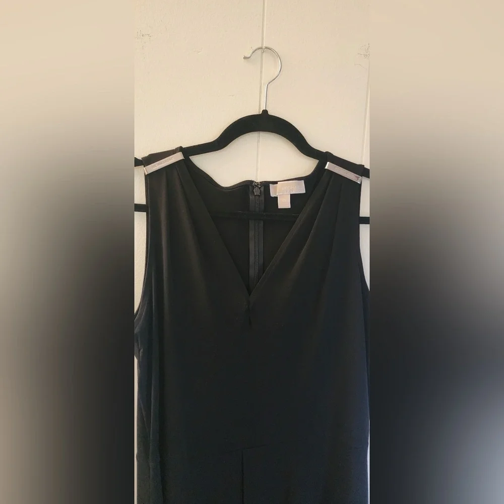 MK Black Sleeveless DRESS with Stretch and Metal Logo on Shoulder- size …